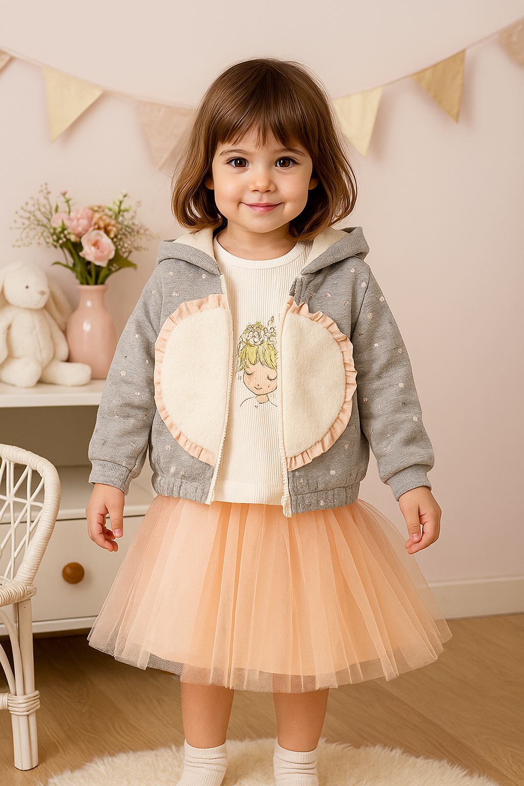 إطلالة رائعة لصغيرتك: طقم 3 قطع كارديغان وتنورة!