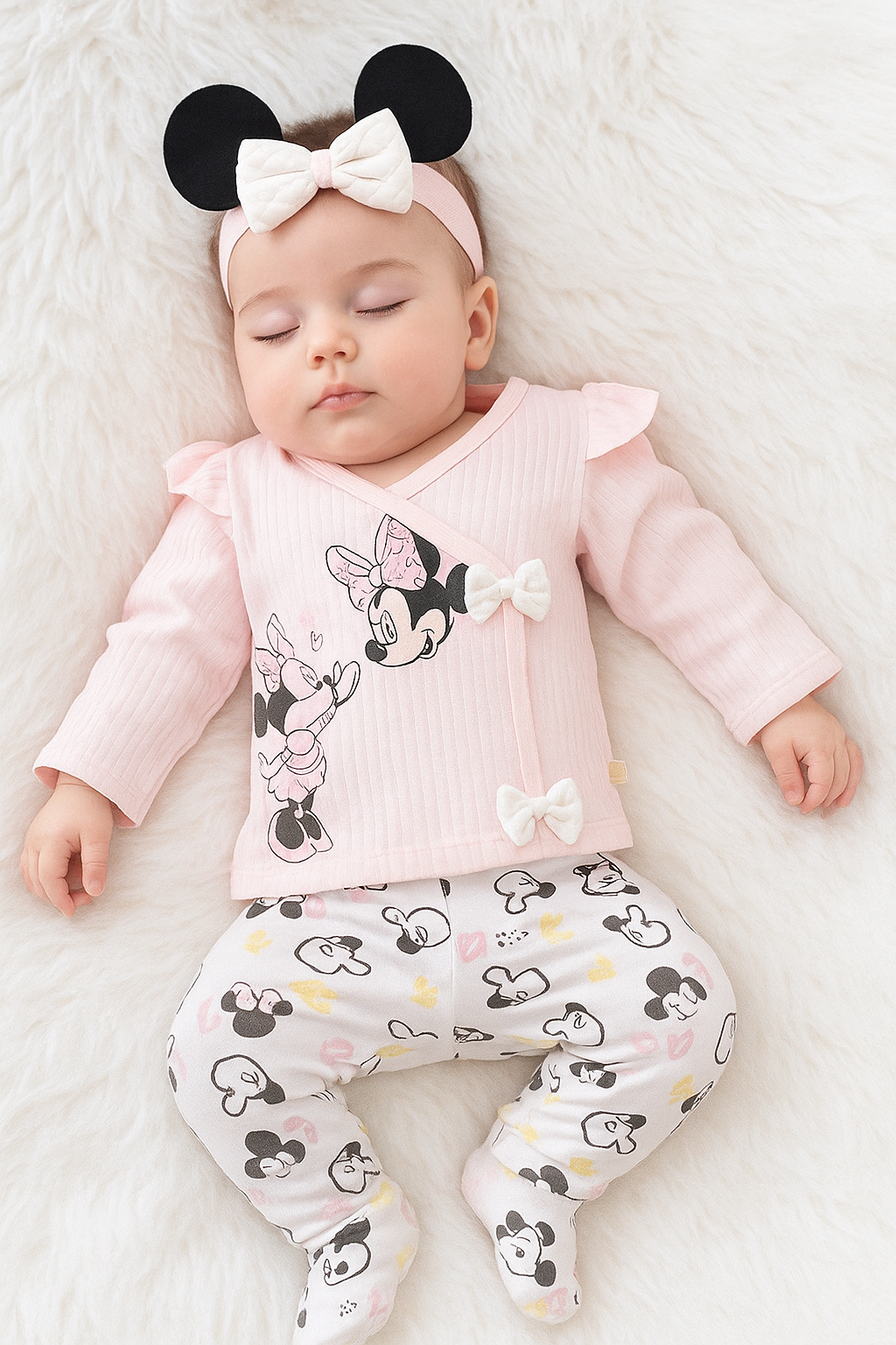 طقم ولادة للبنات بطبعة ميني ماوس