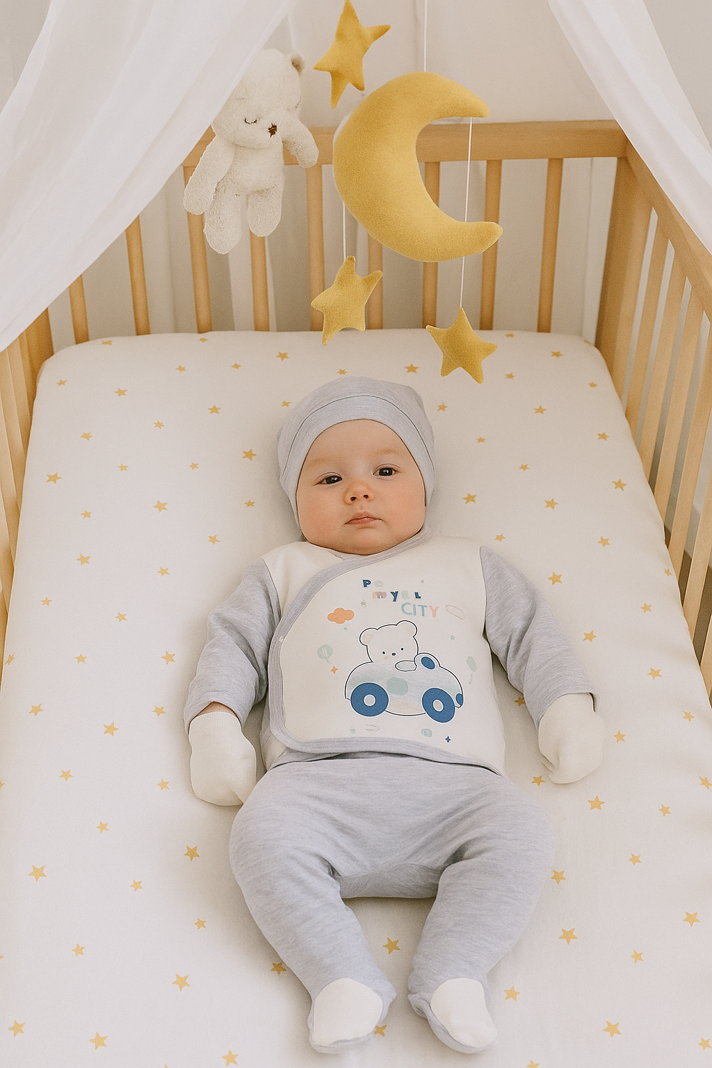 طقم مواليد بخمس قطع لإطلالة مريحة ودافئة