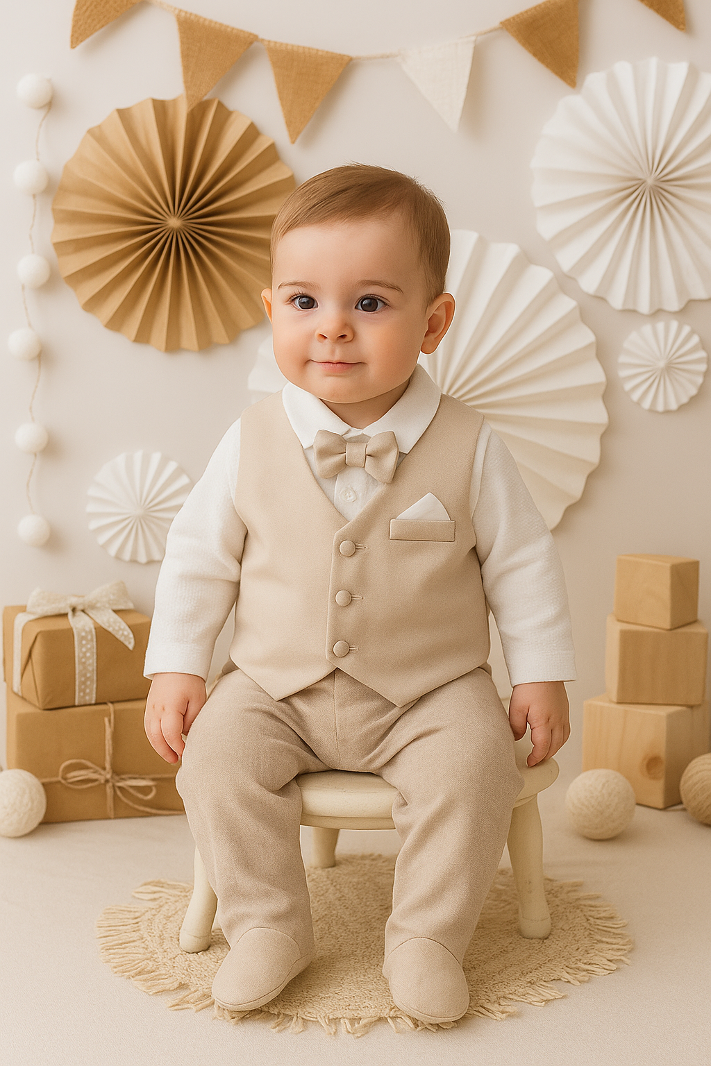 طقم بيبي من قطعة واحدة بتصميم بدلة أنيقة