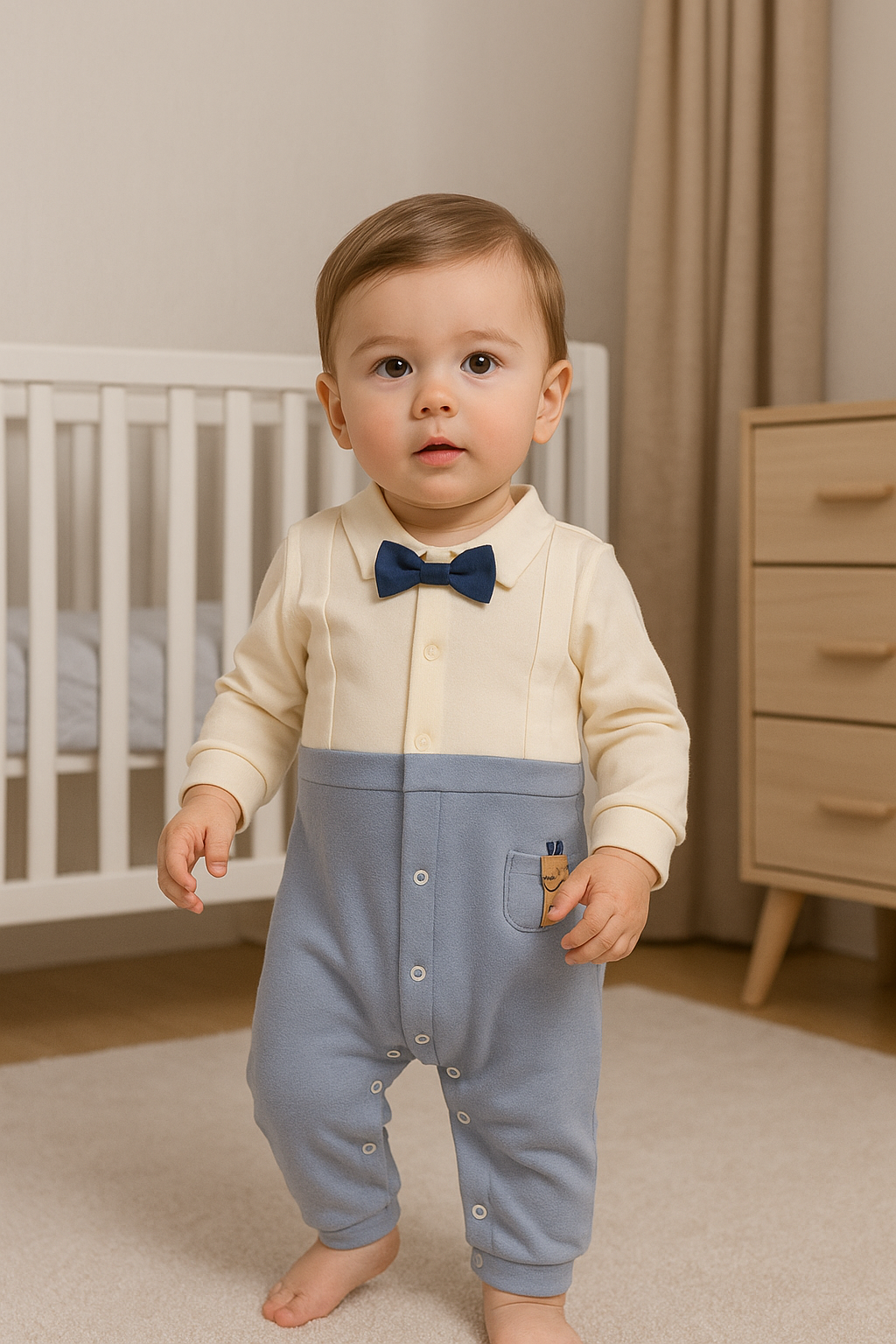 طقم مواليد من قطعة واحدة بستايل بدلة صغيرة