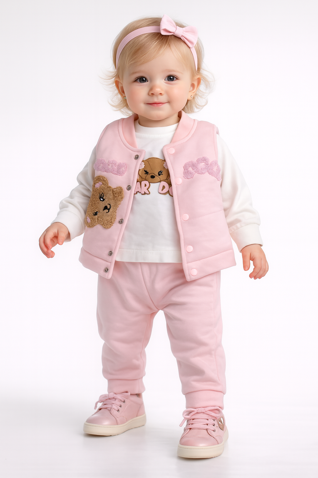 طقم شتوي – سترة مبطنة وبنطال مريح بتصميم الدب