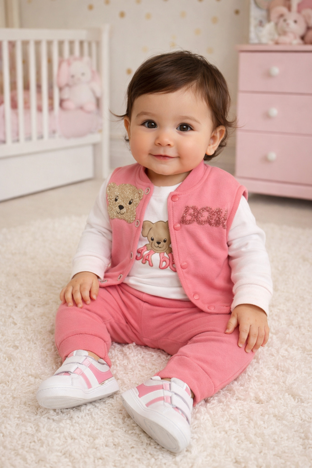 طقم شتوي – سترة مبطنة وبنطال مريح بتصميم الدب