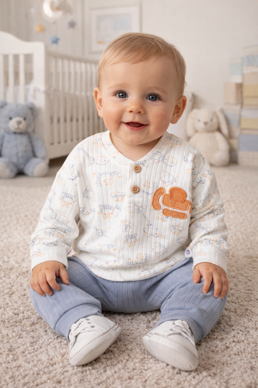 طقم أطفال ولادي أنيق قطعتين – تصميم عصري وخامة ناعمة