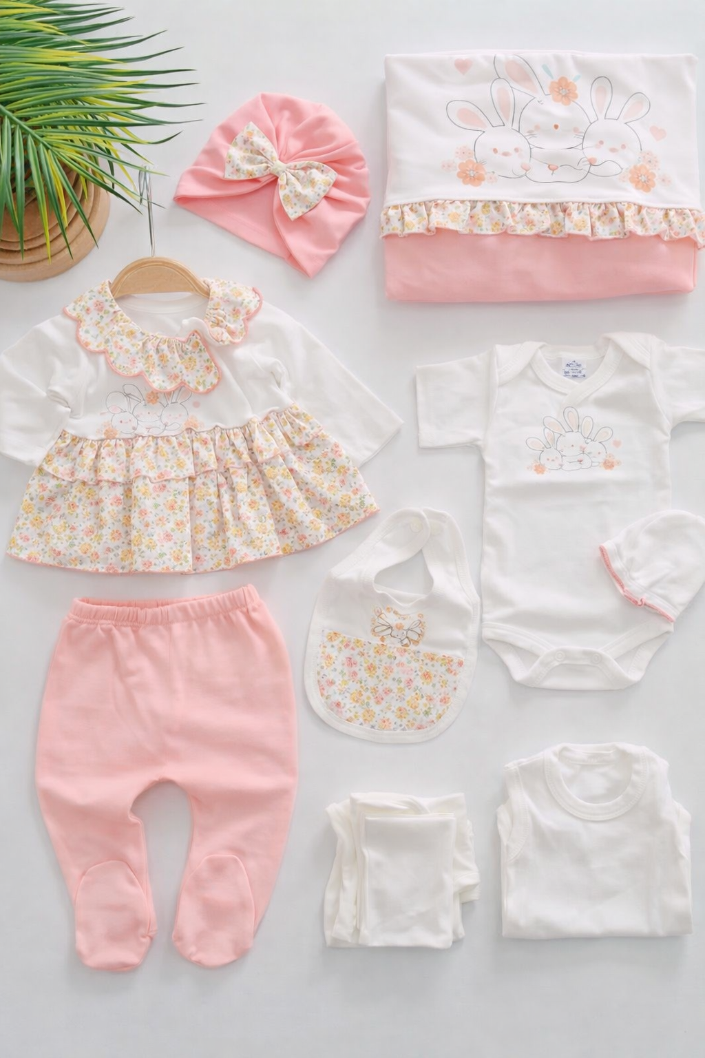 طقم مواليد بناتي كامل 10 قطع – ستايل ناعم وكيوت