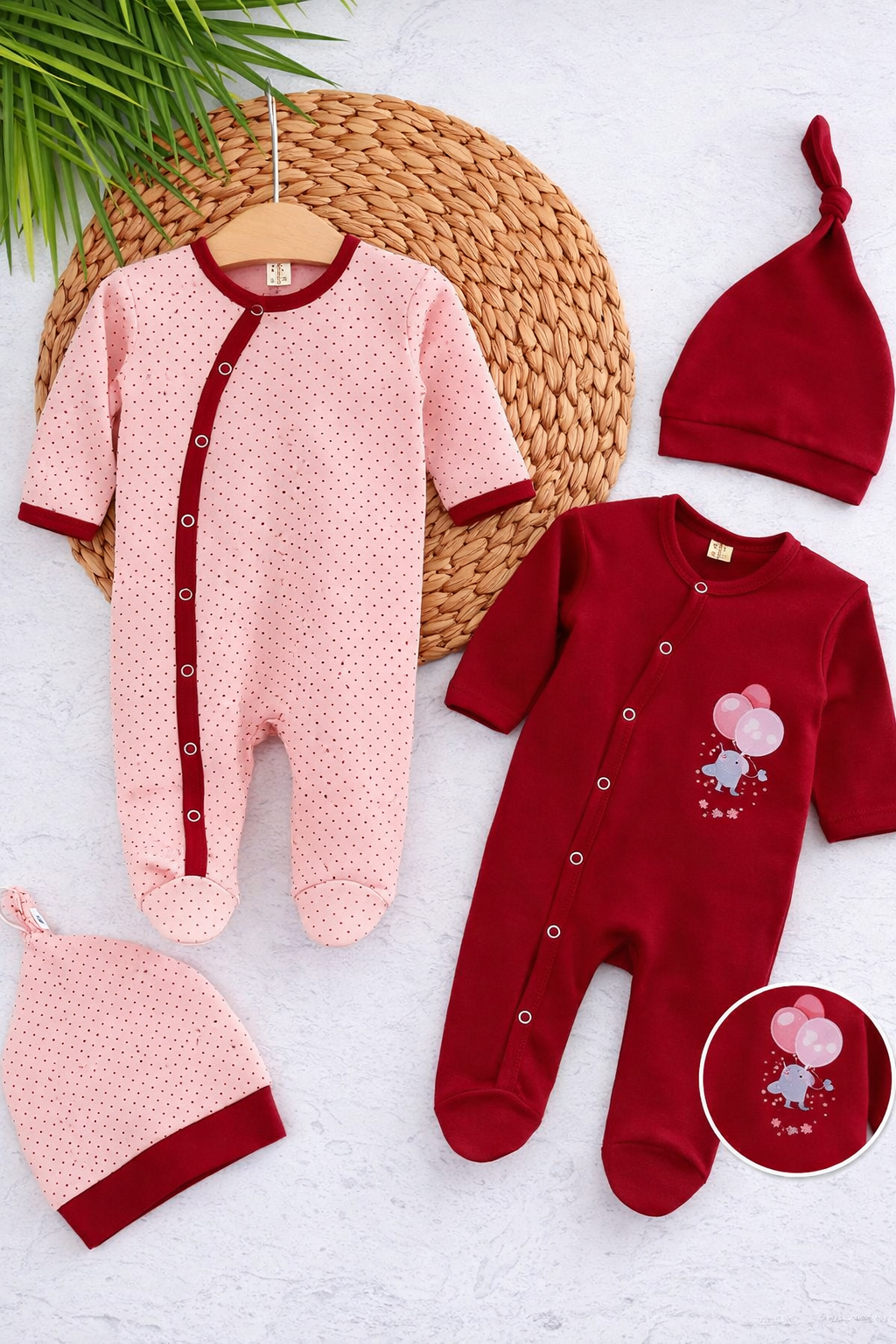 طقم بيبي بناتي 4 قطع ناعم ومريح