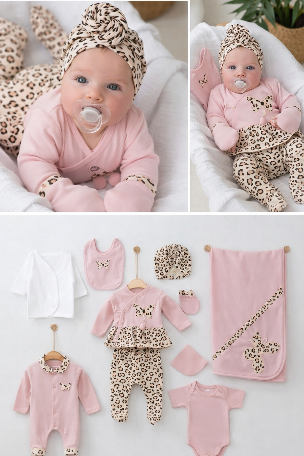 طقم مواليد بناتي كامل 10 قطع – ستايل كيوت وناعم