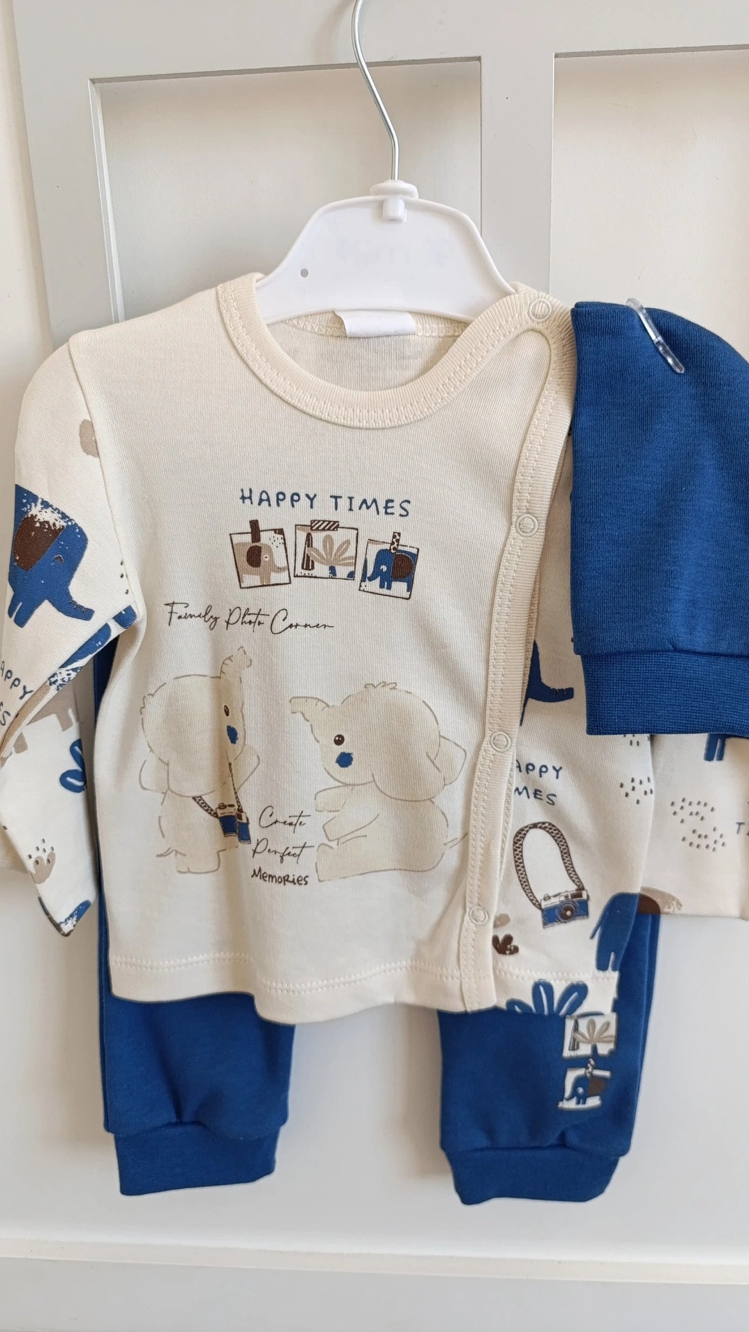 طقم بيبي بنقشة الفيل – مريح وأنيق للصغار