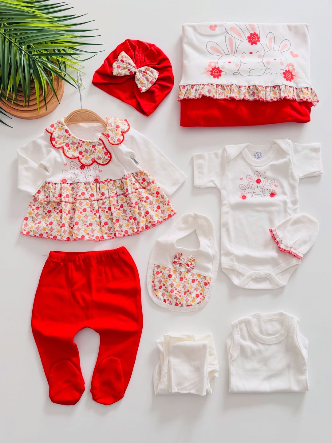 طقم مواليد بناتي كامل 10 قطع – ستايل ناعم وكيوت