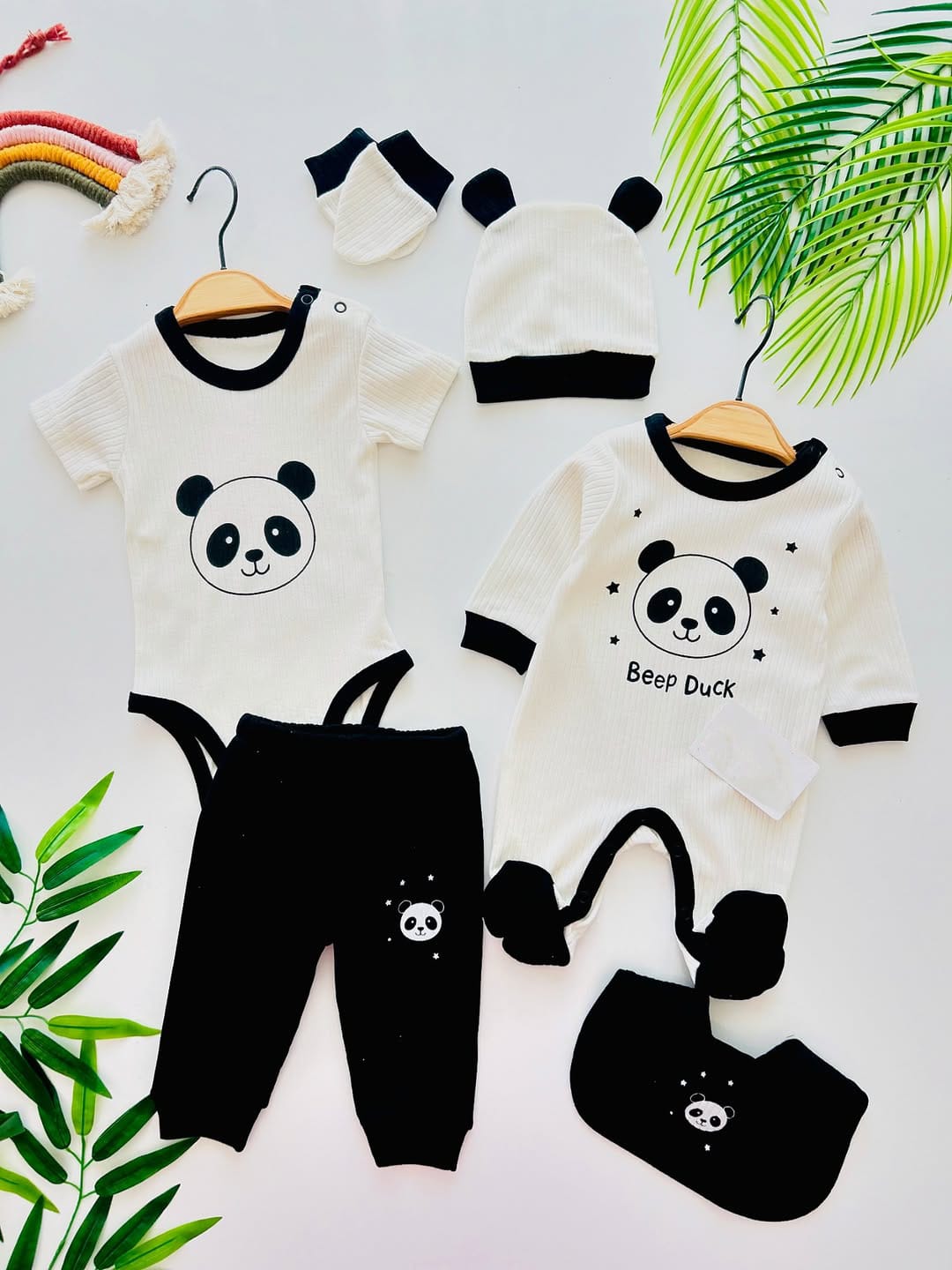 طقم بيبي باندا 6 قطع قطن %100 ناعم ومريح للمولود الجديد