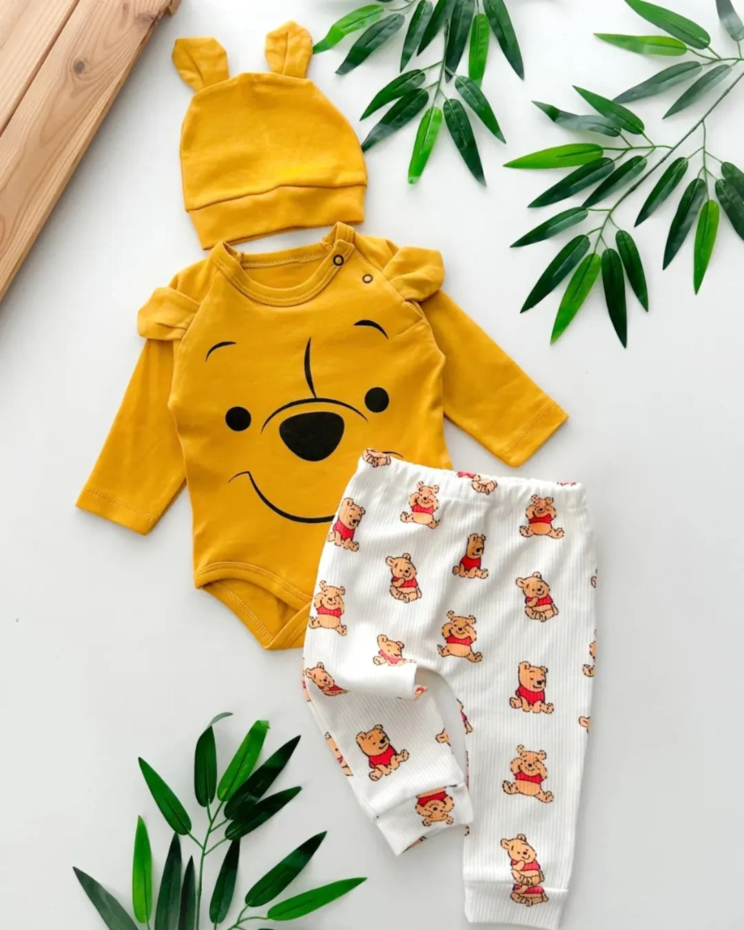 طقم مواليد ويني الدبدوب 3 قطع قطن 100%