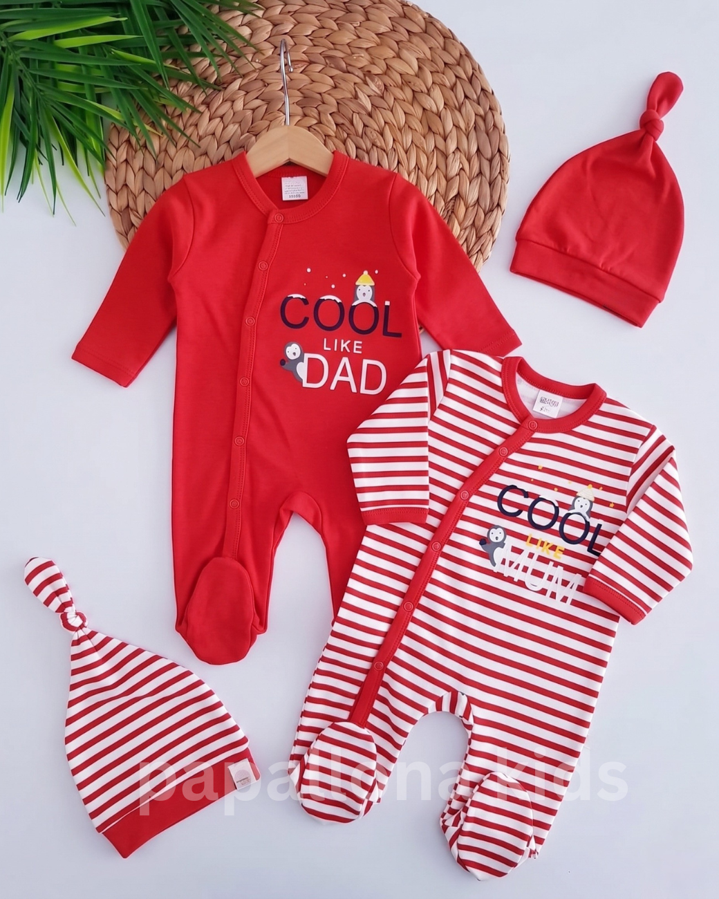طقم مواليد قطن ناعم – تصميم Cool Like Dad & Cool Like Mum