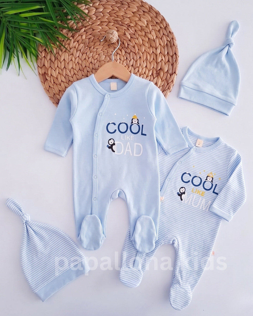 طقم مواليد قطن ناعم – تصميم Cool Like Dad & Cool Like Mum