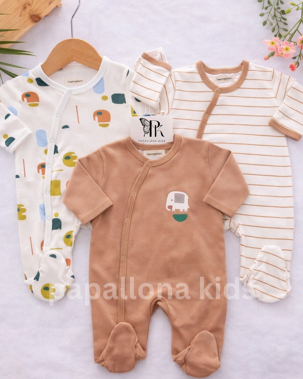 طقم مواليد 3 قطع قطنية – ستايل كيوت وناعم